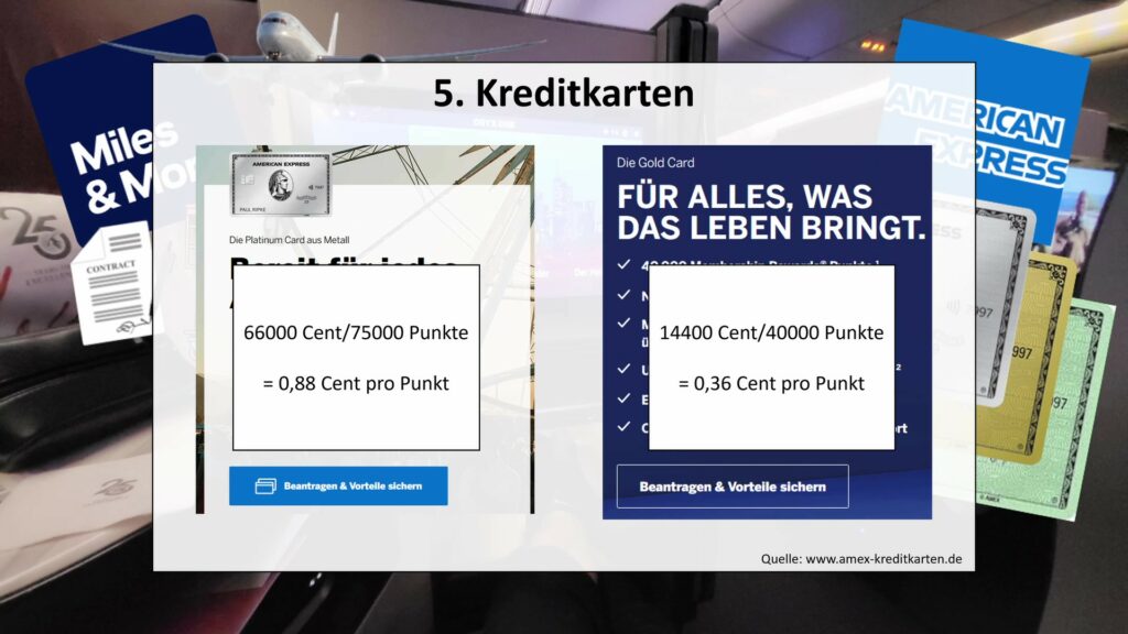 American Express Gold und Platinum Prämienwert